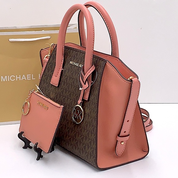 Michael Kors Avril Small Logo Top-Zip Satchel and Small Wallet Coinpouch Set - Picture 3 of 16